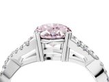White gold Fancy Pink Oval Cut Diamond Solitaire Ring with Four-Prong Setting and Twisted Pavé Band_38