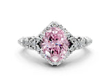 White gold Fancy Pink Oval Cut Diamond Solitaire Ring with Hidden Halo and Pavé Band_39