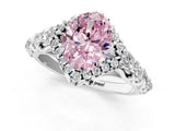White gold Fancy Pink Oval Cut Diamond Solitaire Ring with Hidden Halo and Pavé Band_40
