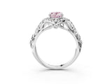 White gold Fancy Pink Oval Cut Diamond Solitaire Ring with Hidden Halo and Pavé Band_42