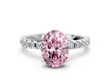 White gold Fancy Pink Oval Cut Diamond Solitaire Ring with Pavé Band and Four-Prong Setting_75