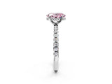 White gold Fancy Pink Oval Cut Diamond Solitaire Ring with Pavé Band and Four-Prong Setting_77