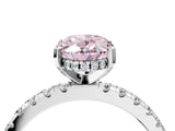 White gold Fancy Pink Oval Cut Diamond Solitaire Ring with Pavé Band and Four-Prong Setting_79