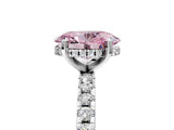 White gold Fancy Pink Oval Cut Diamond Solitaire Ring with Pavé Band and Four-Prong Setting_80