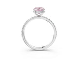 White gold Fancy Pink Oval Cut Diamond Solitaire Ring with Pavé Band and Hidden Halo_34