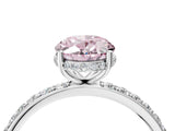 White gold Fancy Pink Oval Cut Diamond Solitaire Ring with Pavé Band and Hidden Halo_34