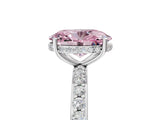 White gold Fancy Pink Oval Cut Diamond Solitaire Ring with Pavé Band and Hidden Halo_35