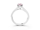 White gold Fancy Pink Oval Cut Diamond Solitaire Ring with Pavé Band and Prong Setting_15