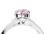 White gold Fancy Pink Oval Cut Diamond Solitaire Ring with Pavé Band and Prong Setting_16