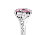 White gold Fancy Pink Oval Cut Diamond Solitaire Ring with Pavé Band and Prong Setting_17
