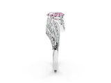 White gold Fancy Pink Oval Cut Diamond Solitaire Ring with Prong Setting and Twisted Pavé Band_26