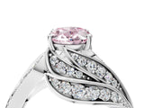 White gold Fancy Pink Oval Cut Diamond Solitaire Ring with Prong Setting and Twisted Pavé Band_28