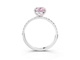 White gold Fancy Pink Oval Cut Diamond Solitaire Ring with Round  Pavé Band and Prong Setting_144