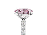 White gold Fancy Pink Oval Cut Diamond Solitaire Ring with Round  Pavé Band and Prong Setting_145