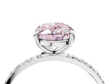 White gold Fancy Pink Oval Cut Diamond Solitaire Ring with Round  Pavé Band and Prong Setting_145