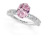 White gold Fancy Pink Oval Cut Diamond Solitaire Ring with Shared Prong Pavé Band and Four-Prong Setting_71