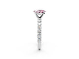 White gold Fancy Pink Oval Cut Diamond Solitaire Ring with Shared Prong Pavé Band and Four-Prong Setting_72