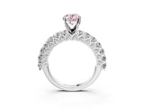 White gold Fancy Pink Oval Cut Diamond Solitaire Ring with Shared Prong Pavé Band and Four-Prong Setting_73