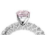White gold Fancy Pink Oval Cut Diamond Solitaire Ring with Shared Prong Pavé Band and Four-Prong Setting_74