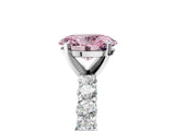 White gold Fancy Pink Oval Cut Diamond Solitaire Ring with Shared Prong Pavé Band and Four-Prong Setting_75