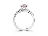 White gold Fancy Pink Oval Cut Diamond Solitaire Ring with Side Stones and Four-Prong Setting_101