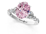 White gold Fancy Pink Oval Cut Diamond Solitaire Ring with Side Stones and Four-Prong Setting_103