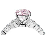White gold Fancy Pink Oval Cut Diamond Solitaire Ring with Side Stones and Four-Prong Setting_103