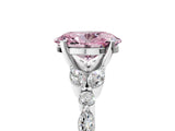 White gold Fancy Pink Oval Cut Diamond Solitaire Ring with Side Stones and Four-Prong Setting_107