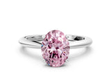 White gold Fancy Pink Oval Cut Diamond Solitaire Ring with Six-Prong Setting and Classic Band_313