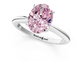 White gold Fancy Pink Oval Cut Diamond Solitaire Ring with Six-Prong Setting and Classic Band_314
