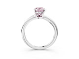 White gold Fancy Pink Oval Cut Diamond Solitaire Ring with Six-Prong Setting and Classic Band_316