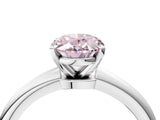White gold Fancy Pink Oval Cut Diamond Solitaire Ring with Six-Prong Setting and Classic Band_317