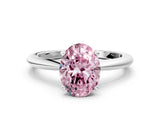 White gold Fancy Pink Oval Cut Diamond Solitaire Ring with Six-Prong Setting and Classic Band_319
