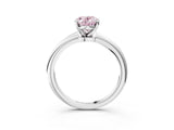 White gold Fancy Pink Oval Cut Diamond Solitaire Ring with Six-Prong Setting and Classic Band_322