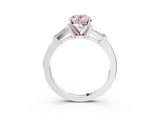 White gold Fancy Pink Oval  Cut Diamond Solitaire Ring with Tapered Baguette Accents and Four-Prong Setting_85
