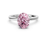 White gold Fancy Pink Oval Cut Diamond Solitaire Ring with Thin Band and Prong Setting_25