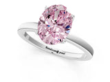 White gold Fancy Pink Oval Cut Diamond Solitaire Ring with Thin Band and Prong Setting_26