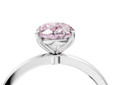 White gold Fancy Pink Oval Cut Diamond Solitaire Ring with Thin Band and Prong Setting_29