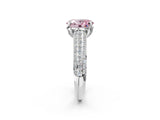 White gold Fancy Pink Oval Cut Diamond Solitaire Ring with Three-Row Pavé Band and Four-Prong Setting_51