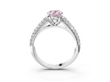 White gold Fancy Pink Oval Cut Diamond Solitaire Ring with Three-Row Pavé Band and Four-Prong Setting_52