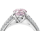 White gold Fancy Pink Oval Cut Diamond Solitaire Ring with Three-Row Pavé Band and Four-Prong Setting_53