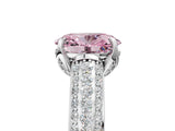 White gold Fancy Pink Oval Cut Diamond Solitaire Ring with Three-Row Pavé Band and Four-Prong Setting_54