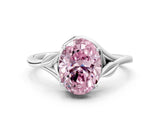 White gold Fancy Pink Oval Cut Diamond Solitaire Ring with Twist Band and Four-Prong Setting_119
