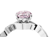 White gold Fancy Pink Oval Cut Diamond Solitaire Ring with Twisted Band and Prong Setting_337