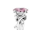 White gold Fancy Pink Oval Cut Diamond Solitaire Ring with Twisted Band and Prong Setting_338