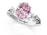 White gold Fancy Pink Oval Cut Diamond Solitaire Ring with Twisted Band and Prong Setting_349