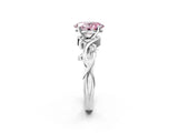 White gold Fancy Pink Oval Cut Diamond Solitaire Ring with Twisted Band and Prong Setting_356