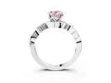 White gold Fancy Pink Oval Cut Diamond Solitaire Ring with Twisted Band and Prong Setting_357