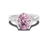 White gold Fancy Pink Oval Cut Diamond Solitaire Twist Band Prong Setting Ring_103