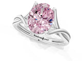 White gold Fancy Pink Oval Cut Diamond Solitaire Twist Band Prong Setting Ring_104
